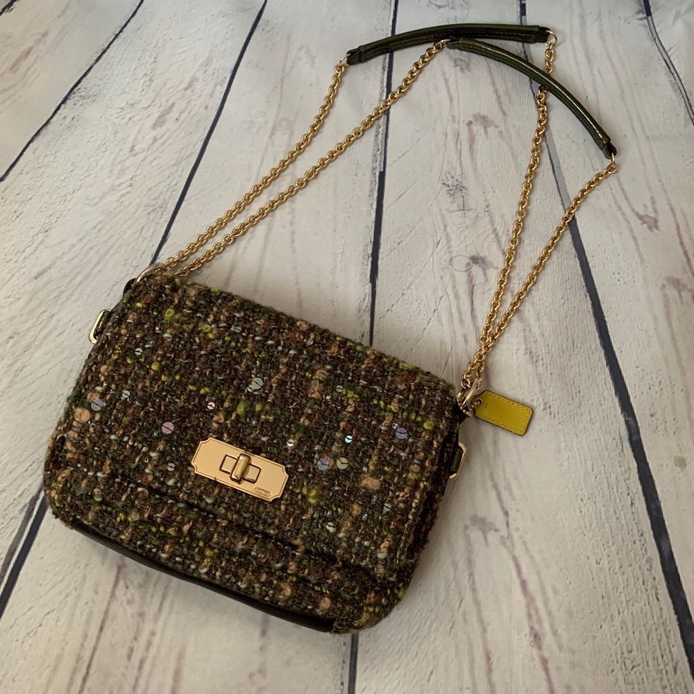 Mint! Coach Chelsea tweed crossbody bag
